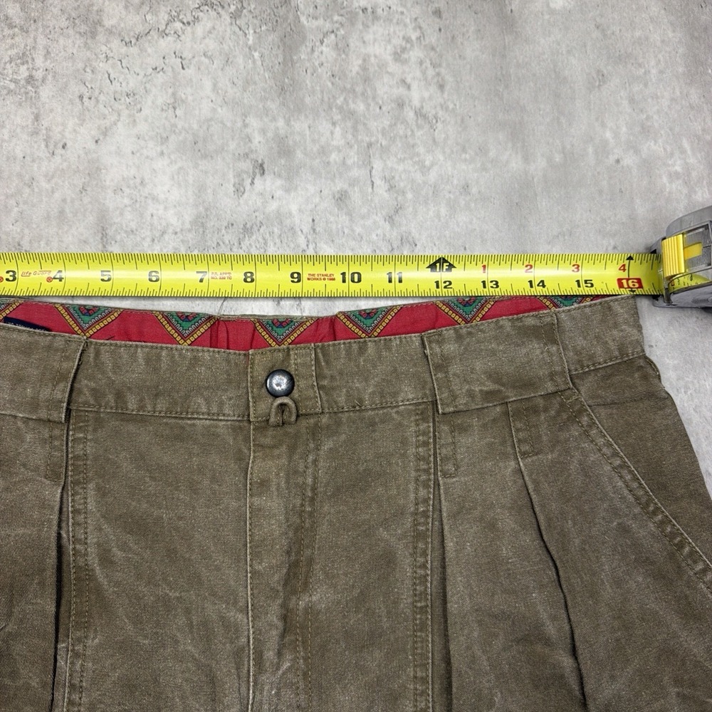 VTG Bugle Boy Pleated Cargo Pants Fits 32 Baggy 80s Brown Carpenter Jeans Khakis - Picture 6 of 10